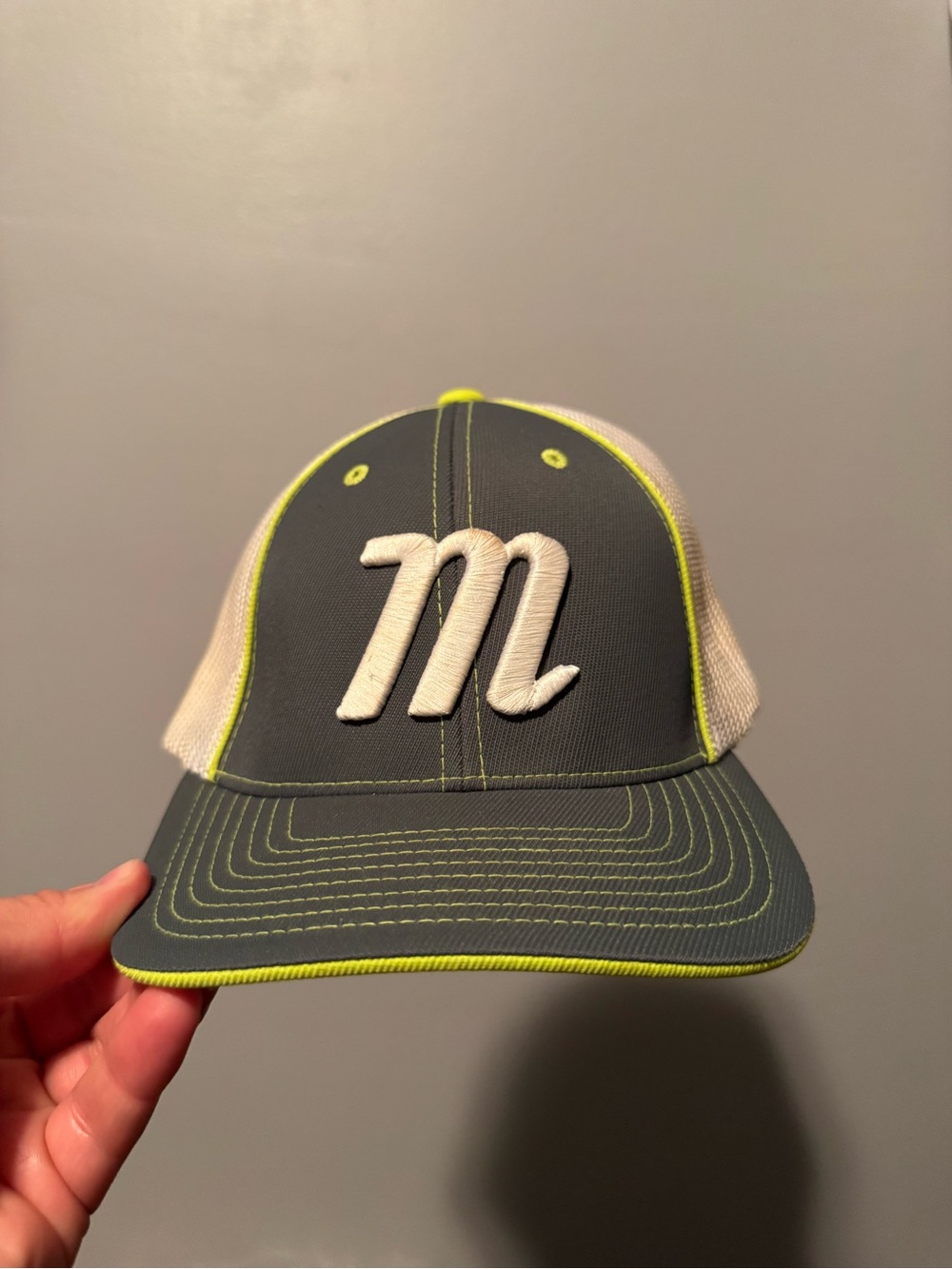 Marucci Men's Gray & Neon Yellow Mesh Baseball Cap